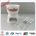 Hot Sale White Fondue cerâmica define com Decal Chocolate Fondue Set com Forks